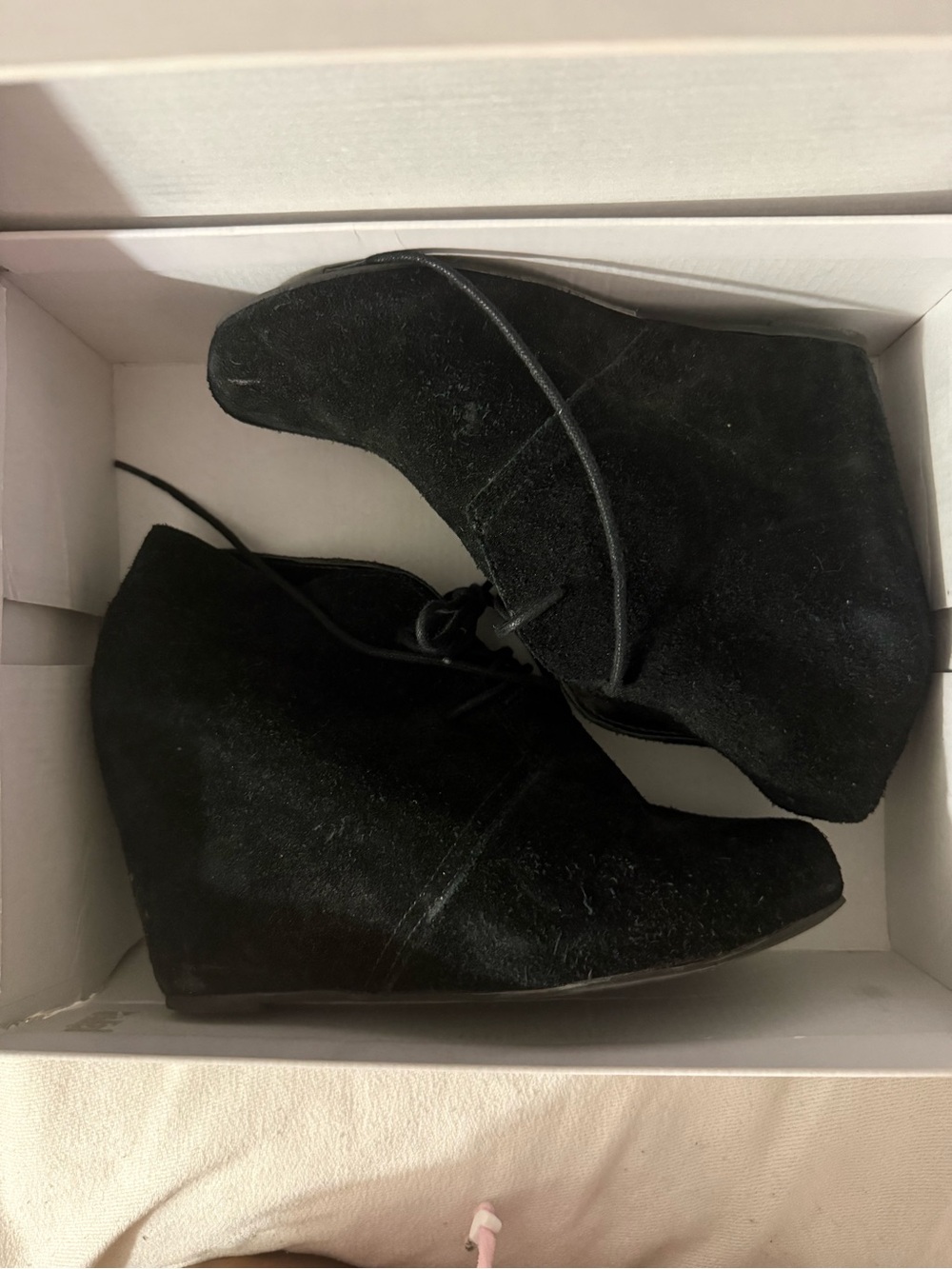 Dolce Vita Black Suede Lace-Up Wedge Ankle Boots